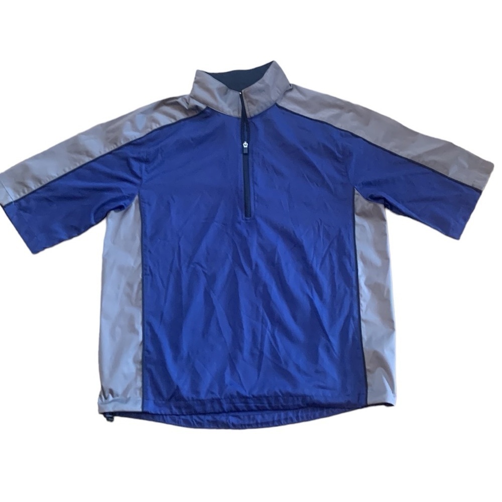 Golf Windbreaker Pinseeker Blue and Gray 1/4 Zip Short Sleeve‎ Size L